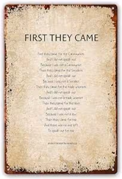 First They Came Poem Poster: A Powerful Message for Our Times